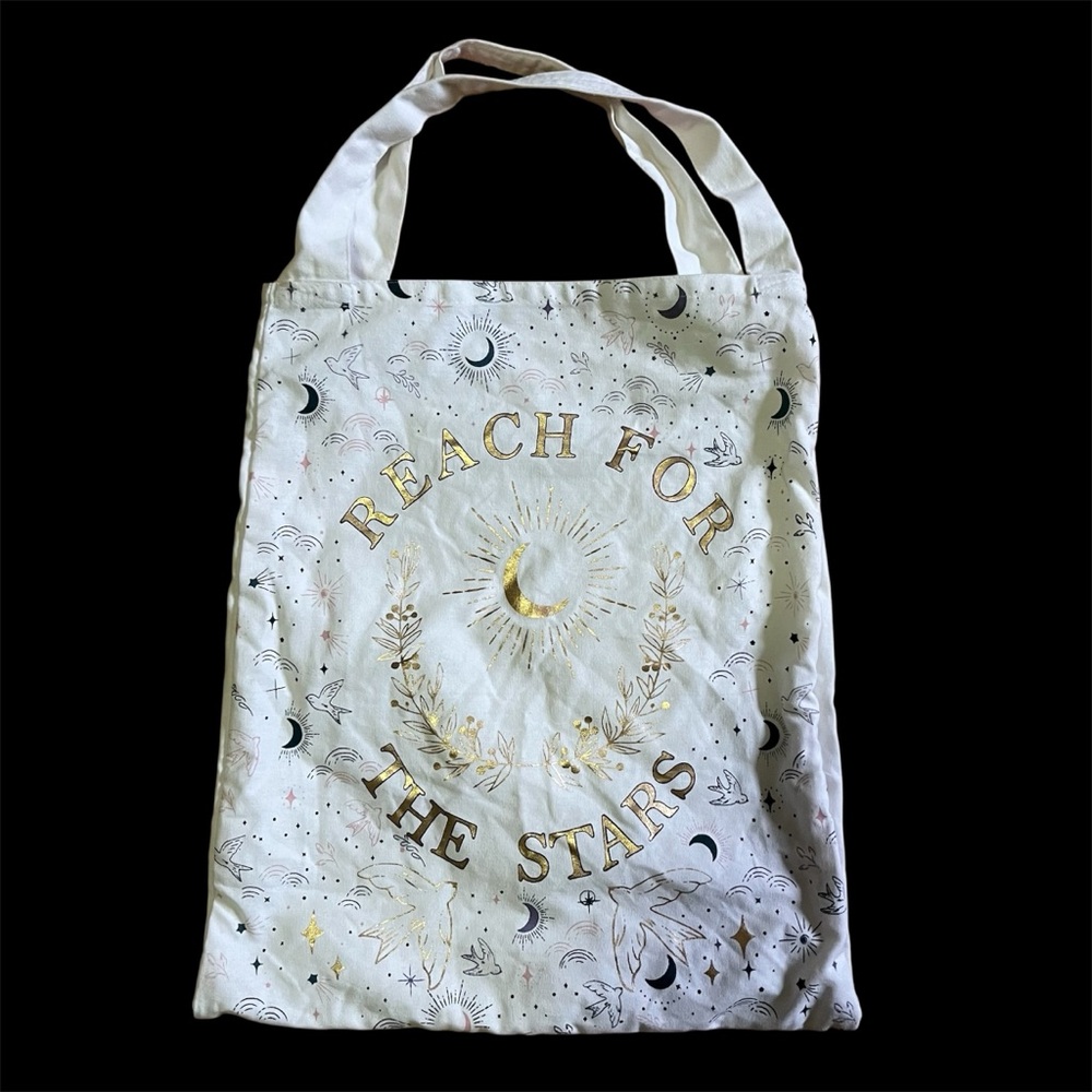 White and Gold Tote Bag Cavas Everyday Bag